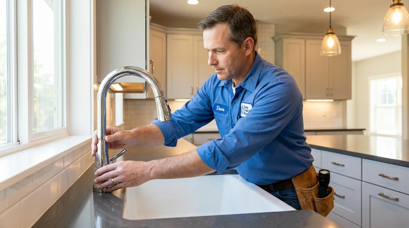 Kitchen faucet installation by Johns Plumbing LLC in Seaford